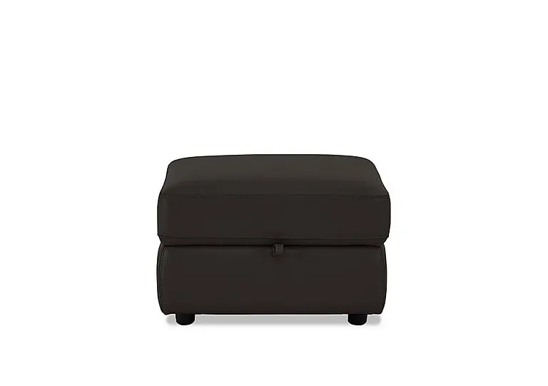 Leather Storage Footstool - Dark Chocolate