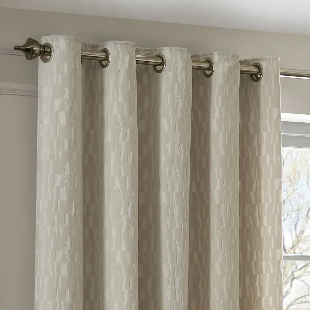 Paoletti Manhattan Velvet Eyelet Curtain Pair in Off-White 3