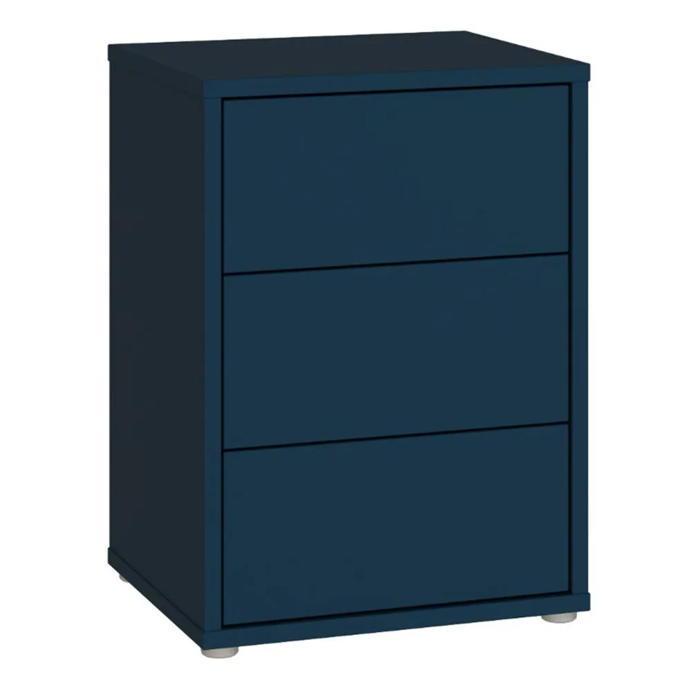 Furniture To Go Alice Springs Bedside Cabinet with 3 Drawers Push-Open in Navy 2