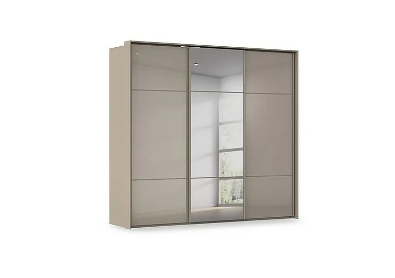 Haven 250cm 3 Door Slider Wardrobe with 2 Glass Doors and 1 Mirror Door