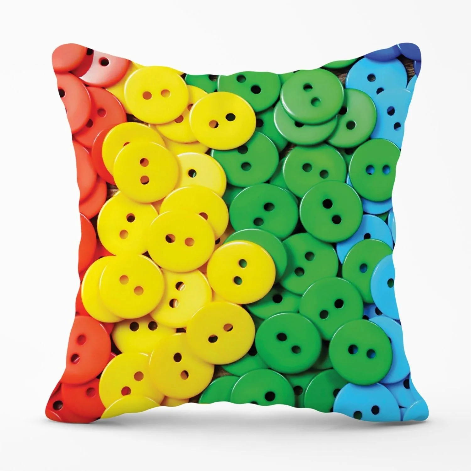 Warren Reed - Designer Colourful Buttons Pattern Outdoor Cushion in Green