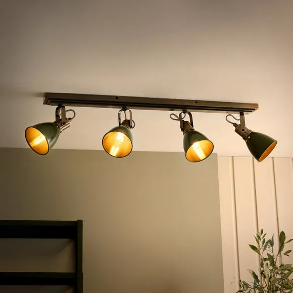 Return - Miley Industrial 4 Light Adjustable Spotlight Bar, Olive Green 2