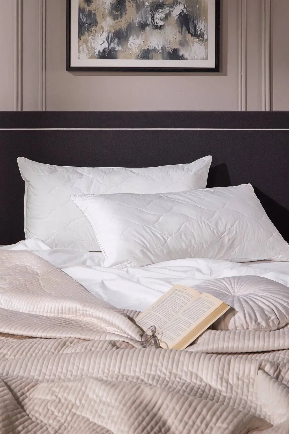 Snuggledown 2 Pack Hotel Luxury Cotton Quilted Kingsize Firm Side Sleeper Pillow in White 2