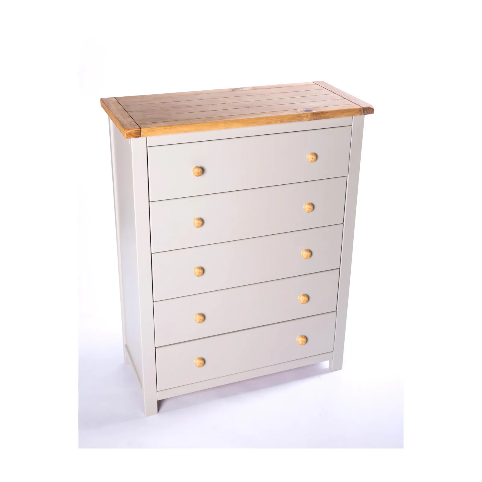 Cabinet Bits Argenta 5 Drawer Chest of Drawers Wood Knob in Light Grey 3
