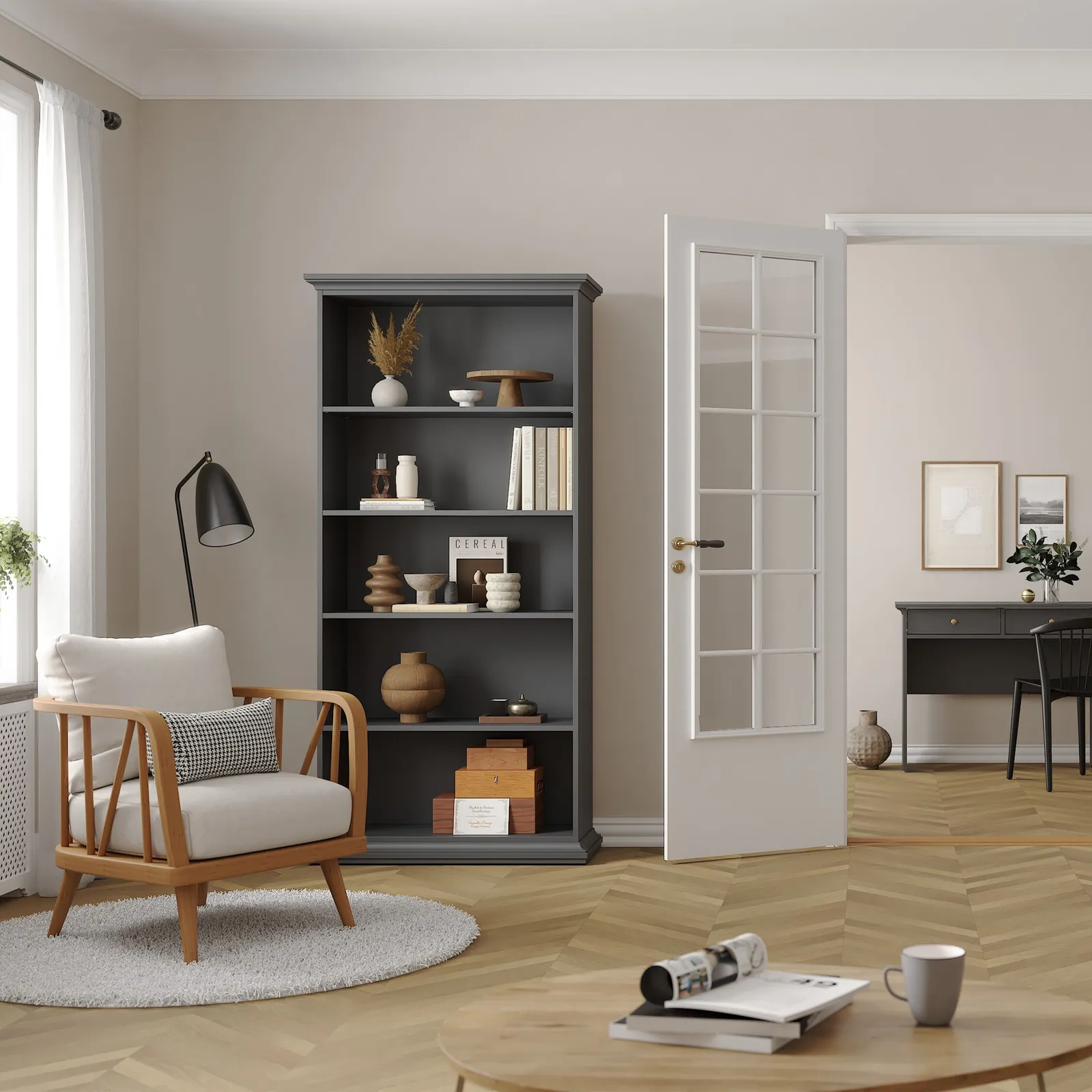 Furniture To Go Paris Tall Bookcase in Matt Grey 6