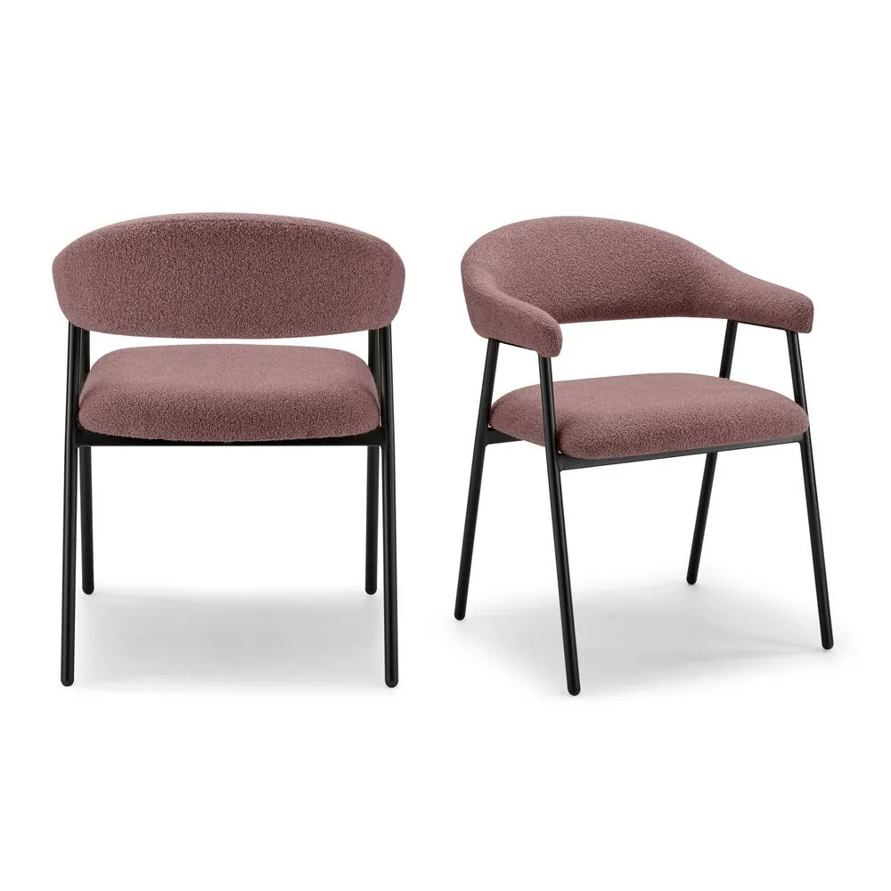 FurnitureboxUK 2x Delos Dusky Pink Fabric Dining Chairs in Terracotta 5