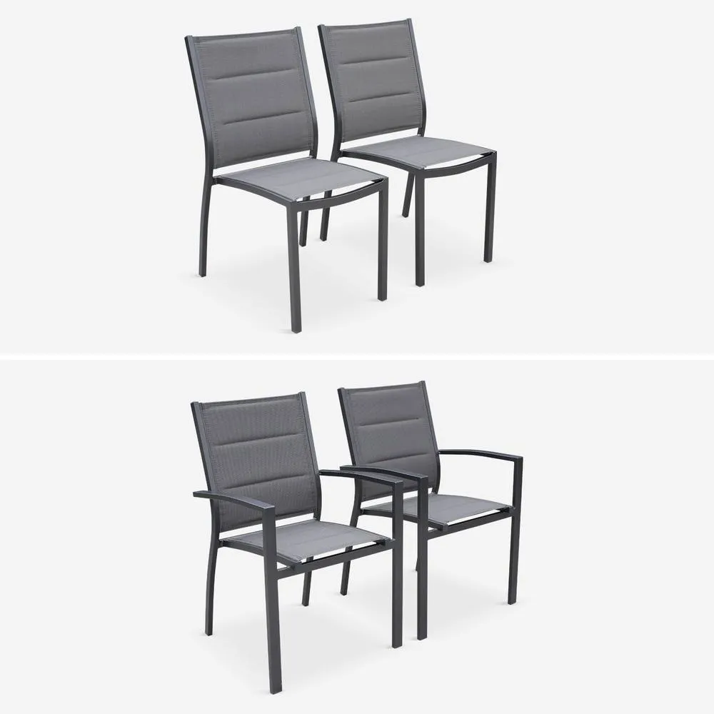 sweeek 10-seater Extendable Aluminium Garden Table Set With Chairs in Dark Grey 4