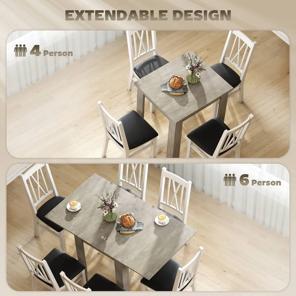HOMCOM Folding Dining Table for 4-6, Drop Leaf Table for Small Spaces, Grey 4