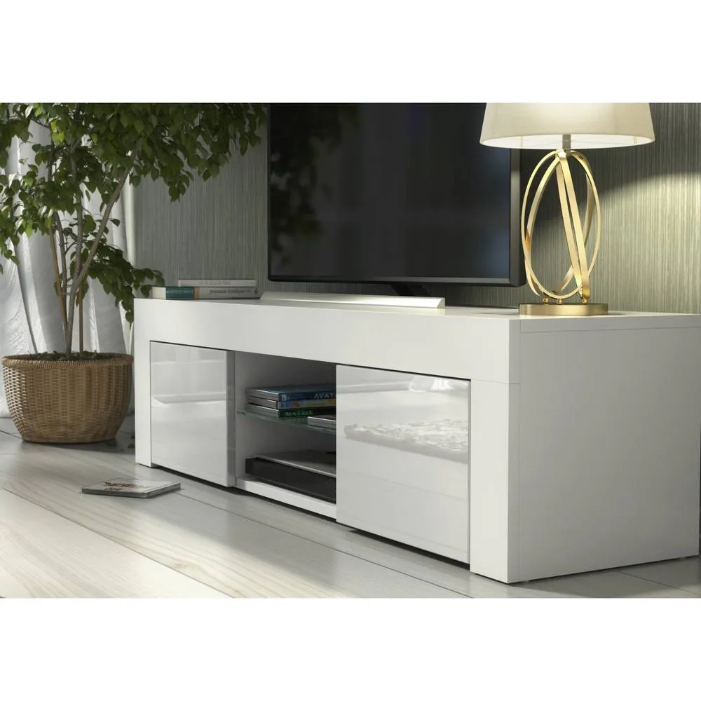 Creative Furniture Loom TV Unit 130cm - White with Gloss Doors 4
