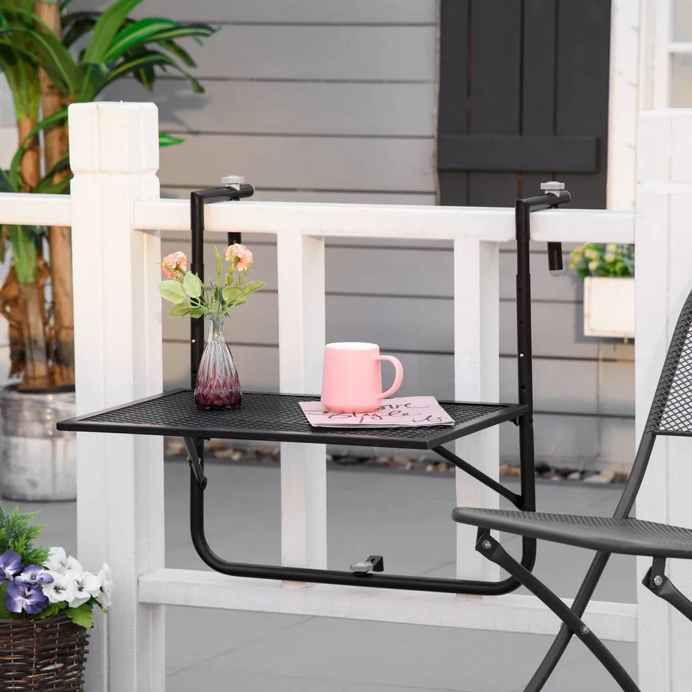 OUTSUNNY Balcony Hanging Table Wall Mount Adjustable Folding Desk Patio Black