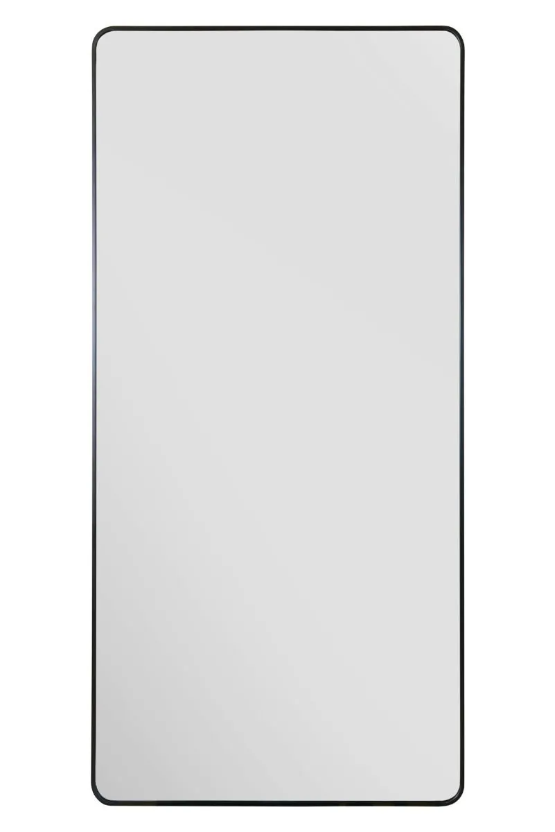 MirrorOutlet Black Aluminium curved Edge Wall Leaner Mirror 68"x33" (174X85CM)