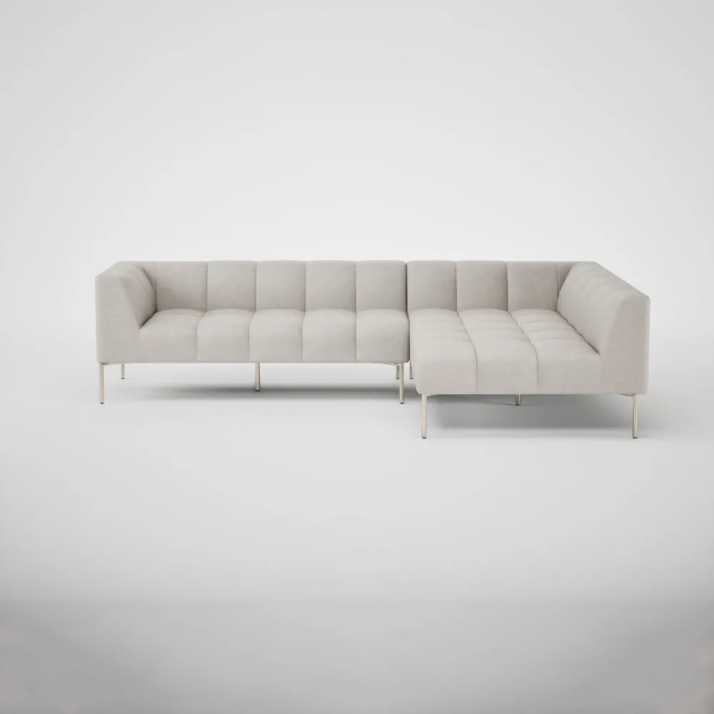 Heal's Quadro Right Hand Facing Chase Sofa Leather Grain White 000 Stainless Steel Feet 2