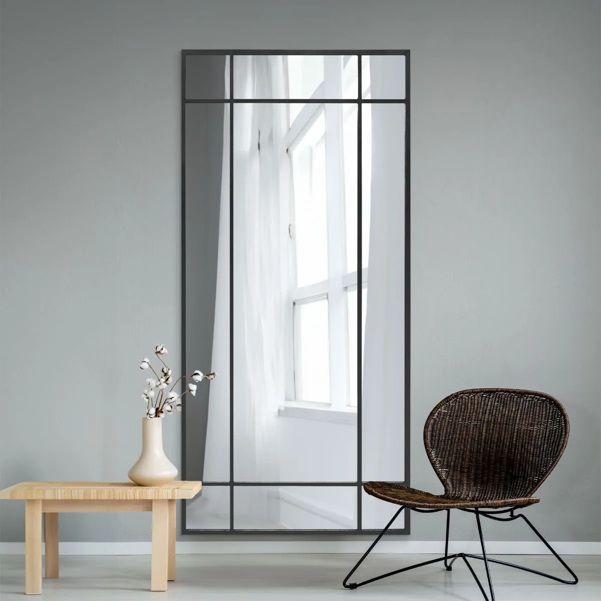 MirrorOutlet Black Contemporary Wall & Leaner Mirror 71" X 33" (180 x 85CM) 6