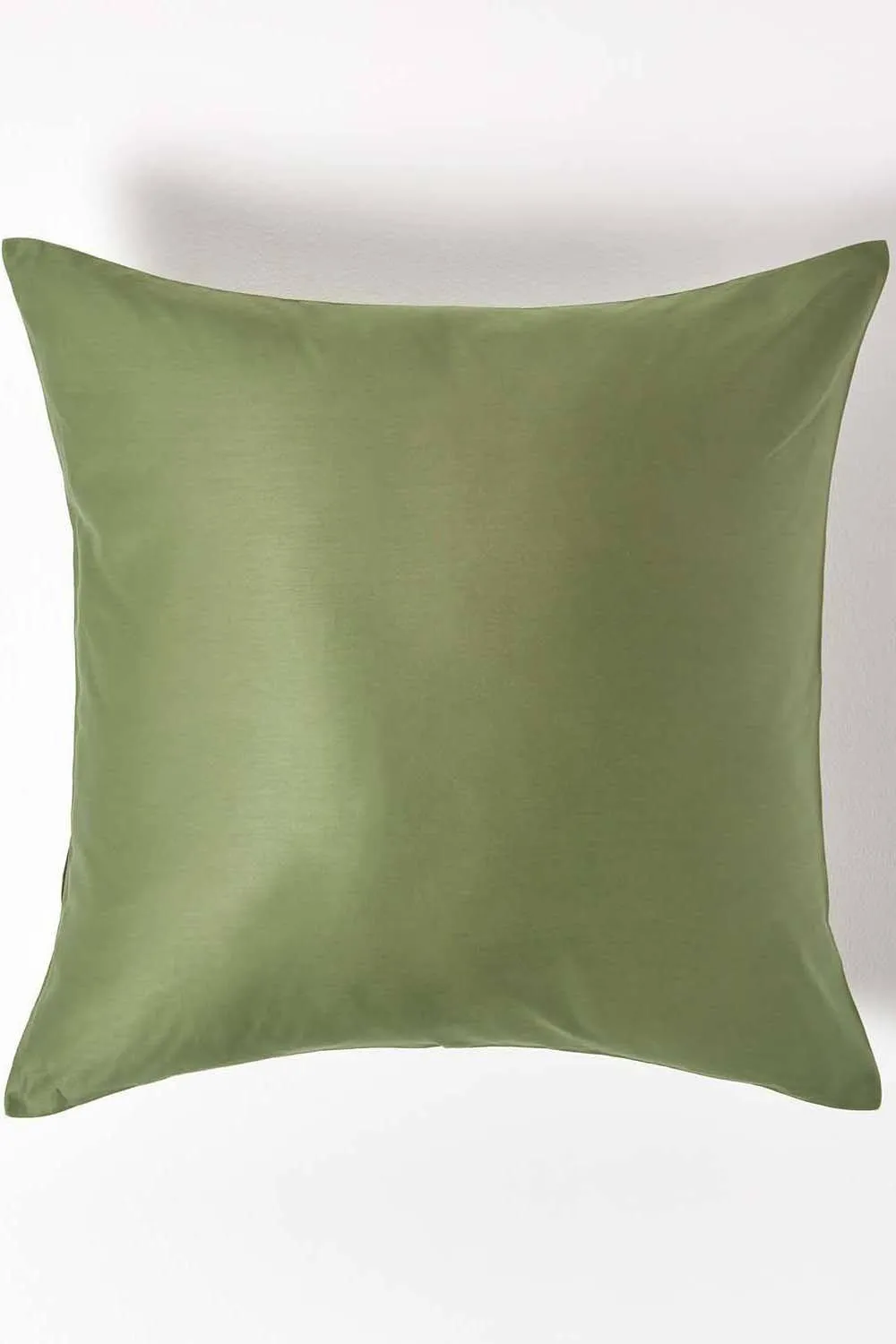 Homescapes Sateen Cotton Continental Pillowcase 400 TC, 40 x 40 cm in Green 1