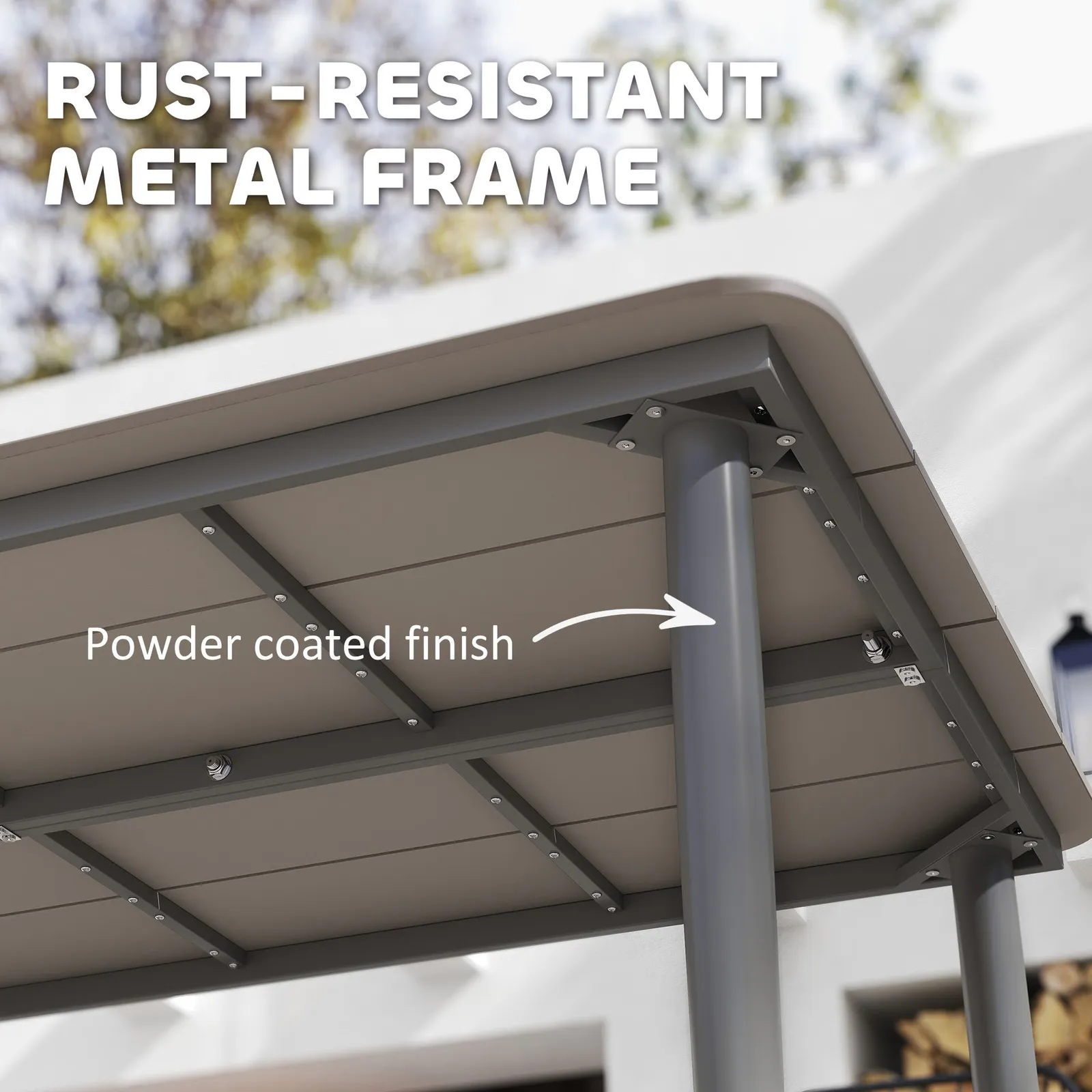 OUTSUNNY Garden Table with Rust Resistant Metal Frame in Dark Grey 5