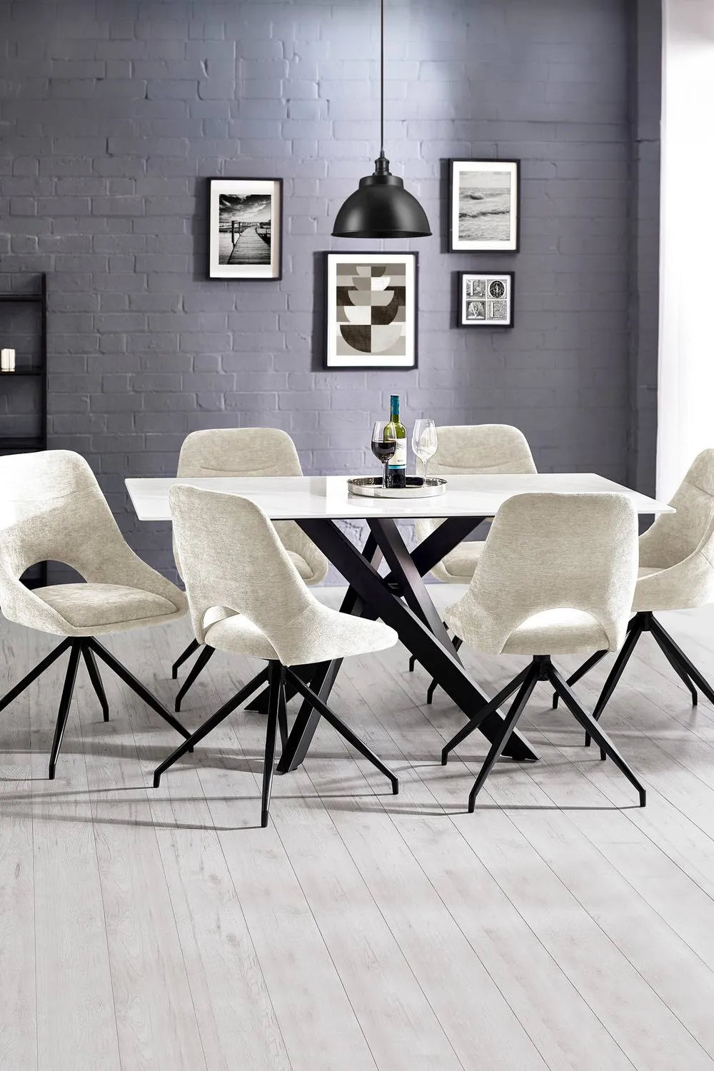 Julian Bowen Bradley Rectangular Ceramic Top 4-6 Seater Dining Table in White 4