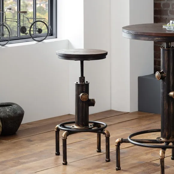 RETURN - Rockport Pipework Adjustable Height Bar Stool, Mocha