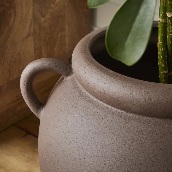 Wide Stone Vase with Handles 2