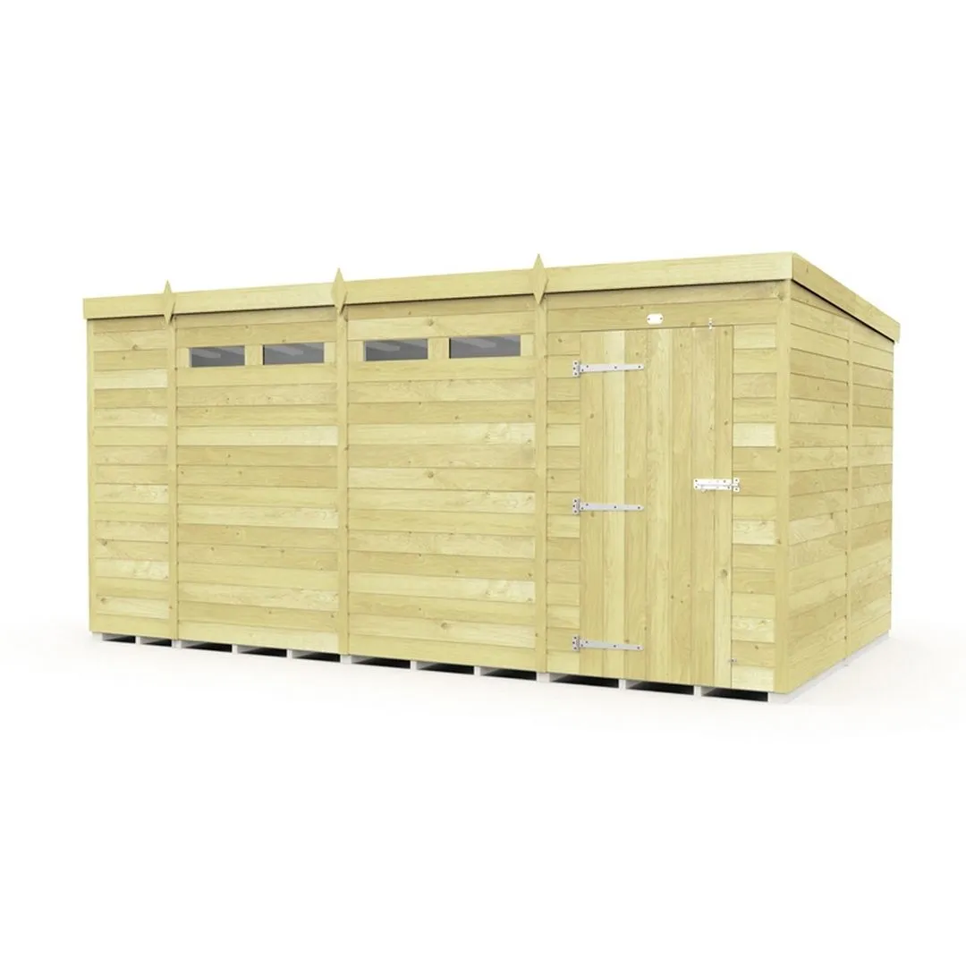 Buttercup Farm 15 x 8 Feet Pent Security Shed - Single Door - L231 x W454 x H201 cm in Brown