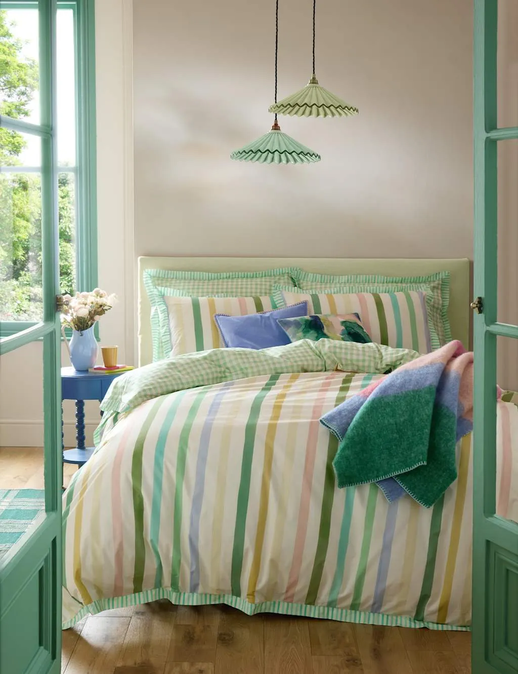 Bluebellgray Pure Cotton Sunday Stripe Bedding Set Multi