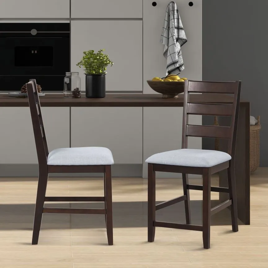 Costway 2-Piece Counter Height Bar Stool Set w/Padded Seat Bar Chair in Brown