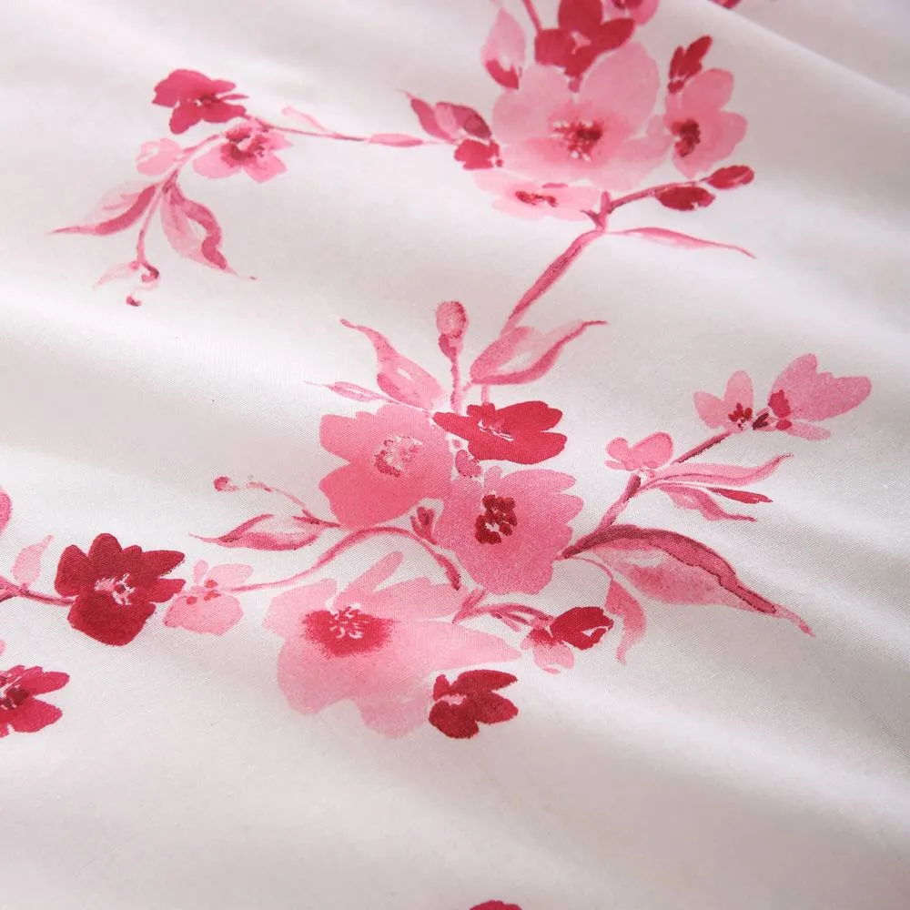 Portfolio Home Sakura Blossom Floral Duvet Cover Set With Pillow Case Bed Linen in Pink 3