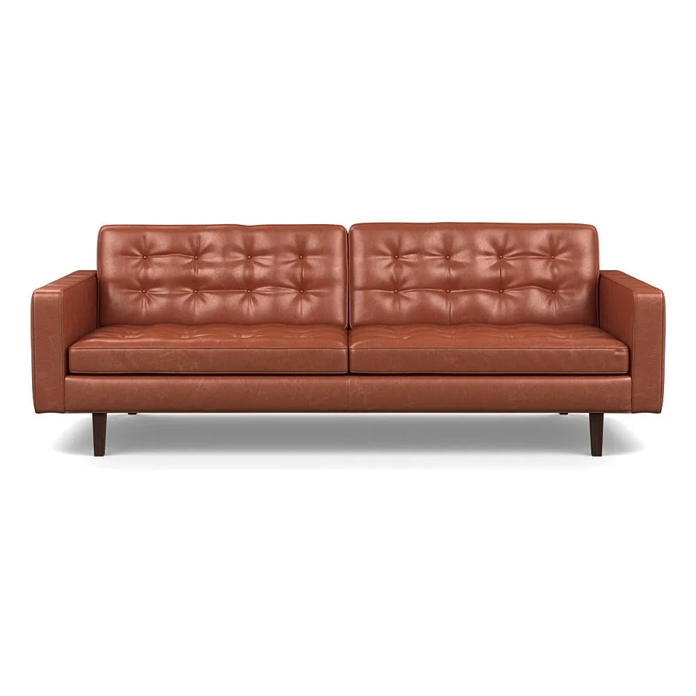 Heal's Hepburn 4 Seater Stonewash Leather Light Brown 274 Wenge Feet 1