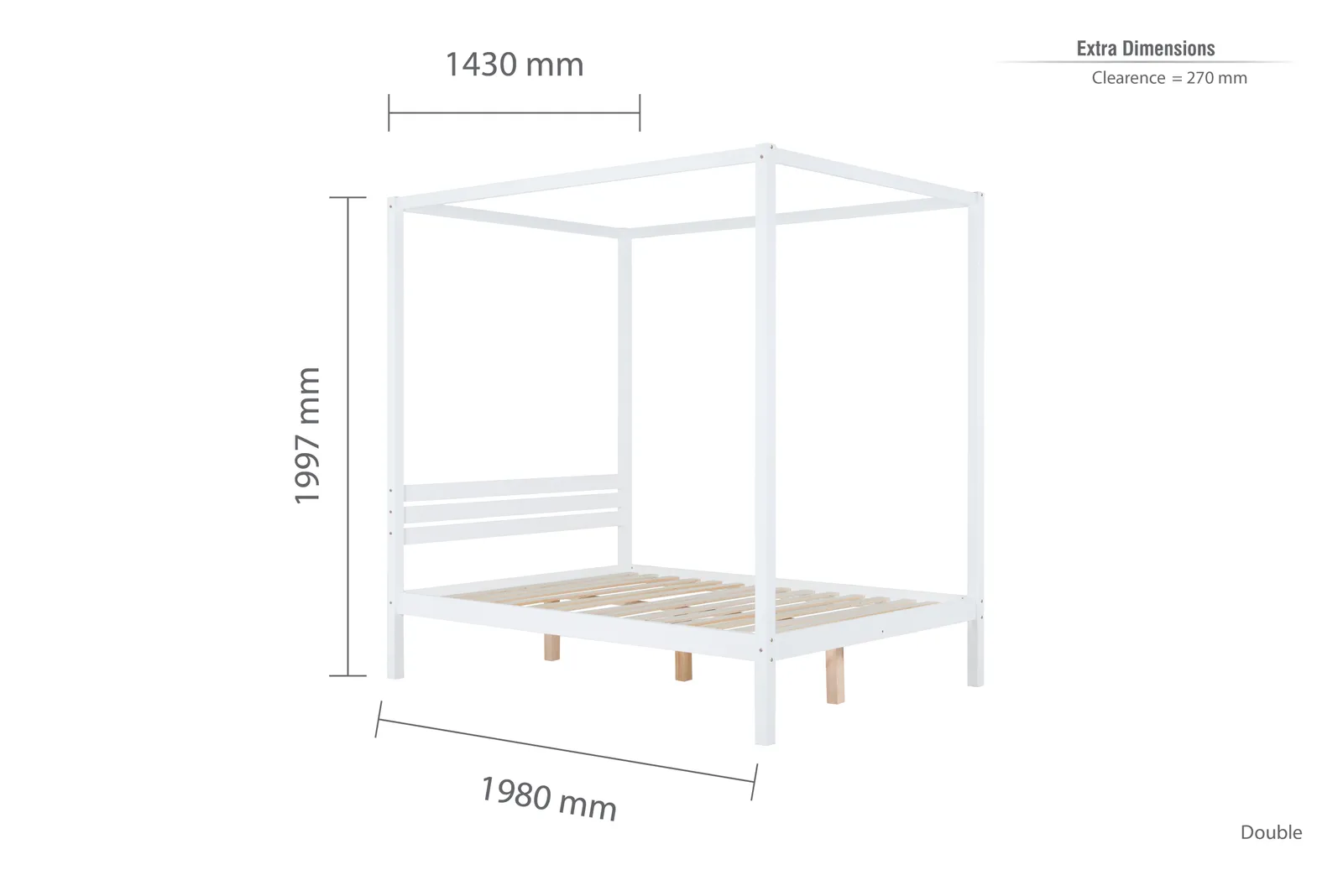 Birlea Four Poster Bed Frame Solid Wood 4 Poster Canopy Mercia in White 6