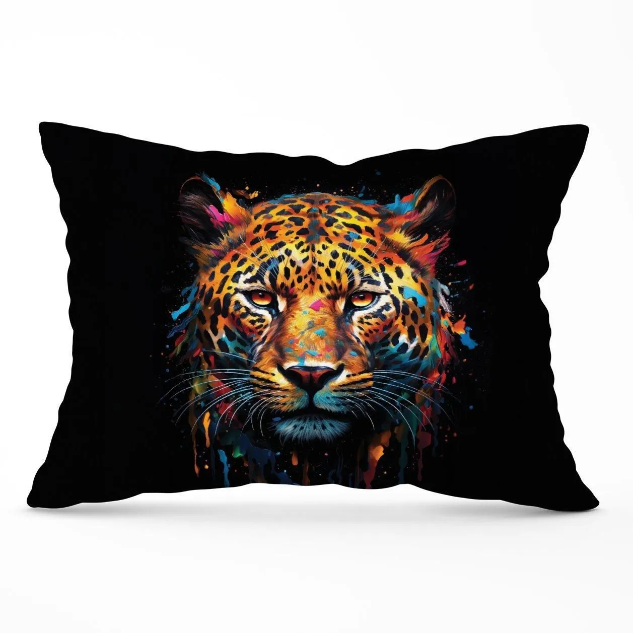 Warren Reed - Designer Splashart Leopard Face Cushions in Brown
