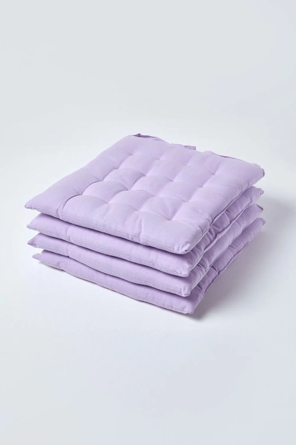 Homescapes 4 Pack Seat Pads Luxury 100% Cotton Indoor Outdoor Garden Cushion, 40cm in Mauve 1