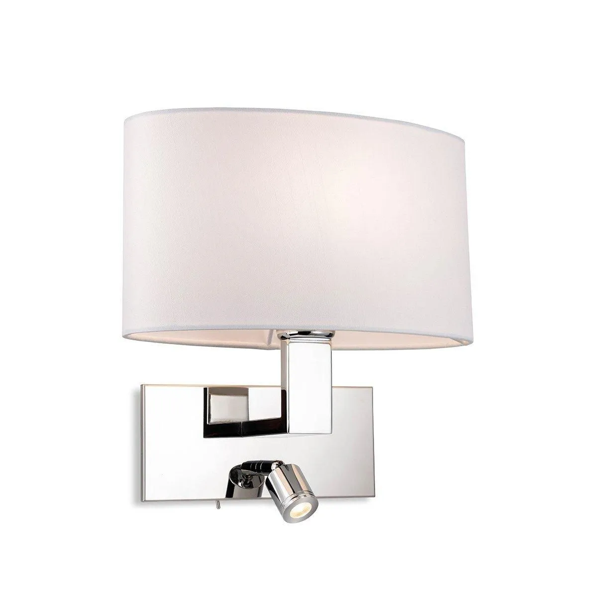 Netlighting Webster Wall Lamp with Adjustable Switched Reading Light Chrome with Oval Cream Shade in Grey