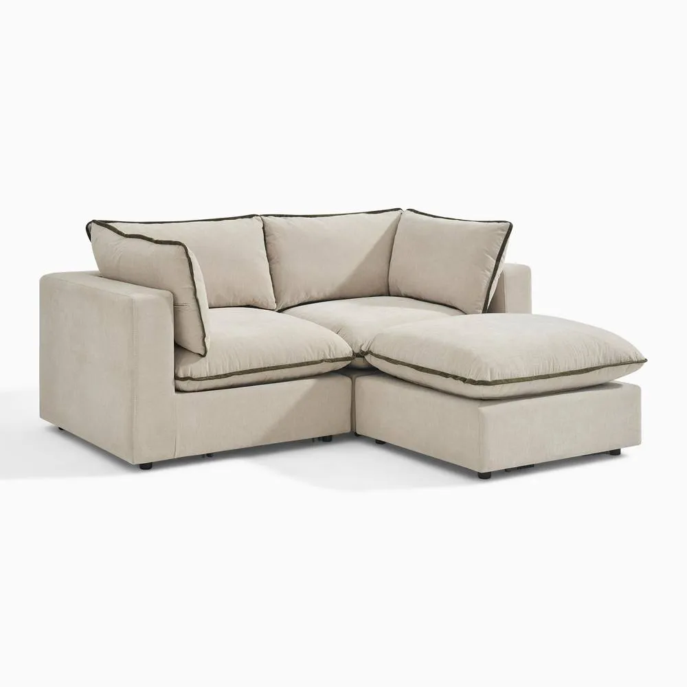 FurnitureboxUK Echo Linen-Look Fabric 2 Seater Modular Chaise Sofa 6