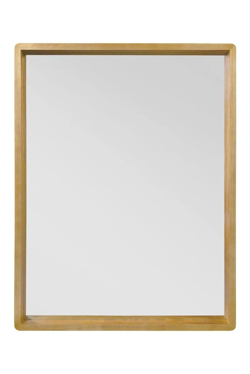 MirrorOutlet Solid Oak Framed Overmantle Wall Mirror 40" X 31" (102CM X 80CM) in Beige 3