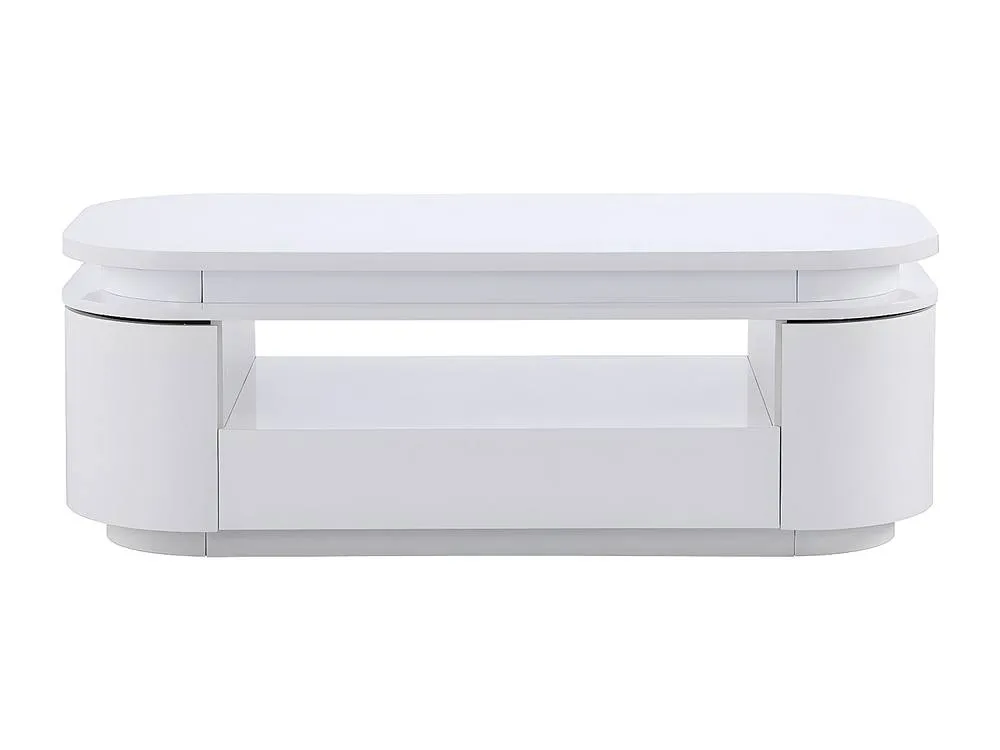 Vente-unique 4 - Door, 1 - Drawer Coffee Table With Leds In MDF - White Lacquer 2