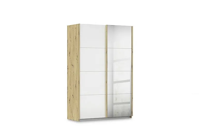 Freja 136cm 2 Door Sliding Glass Wardrobe With Mirror Door