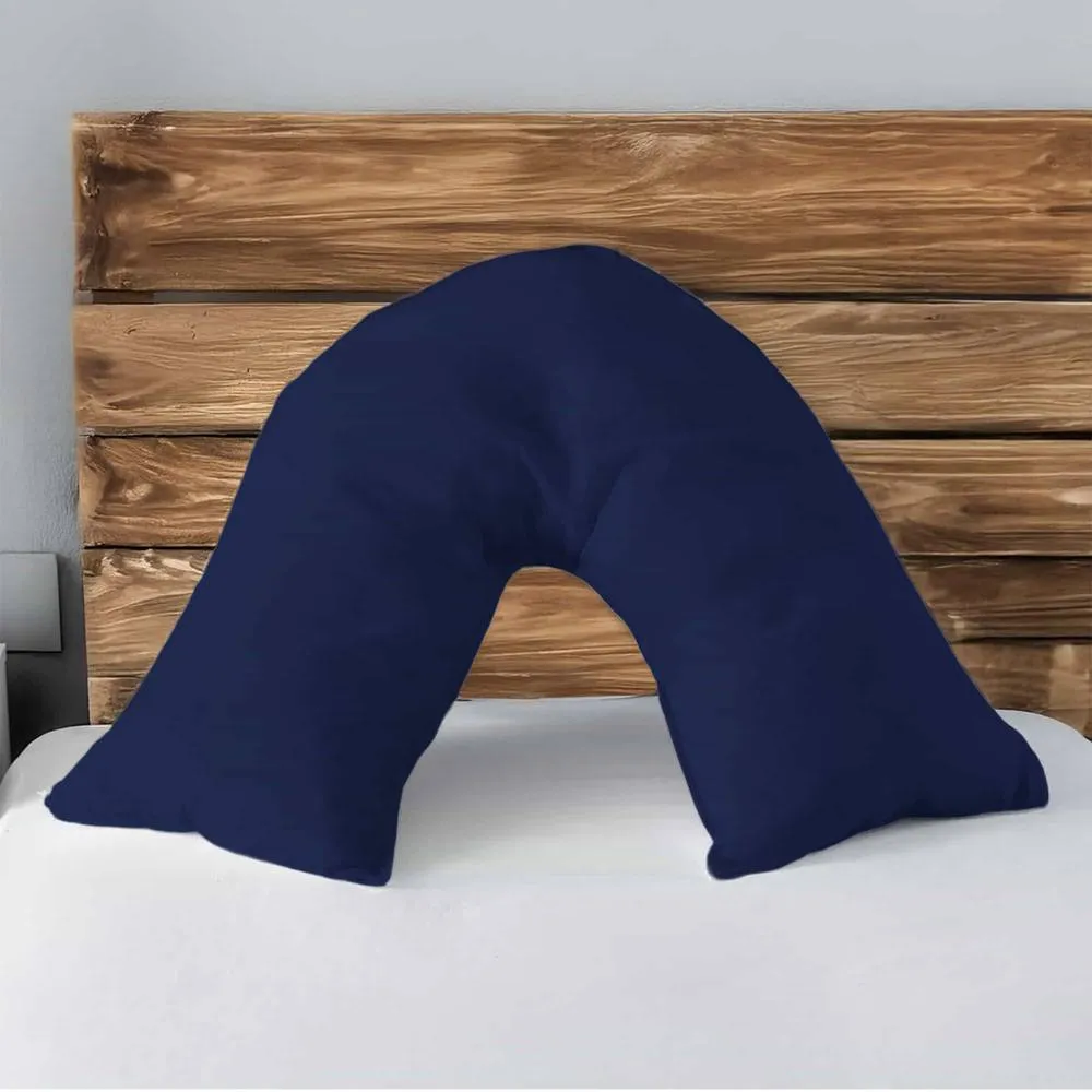 Snug City Microfibre Soft Touch V Shape Plain Dyed Pillowcase in Navy