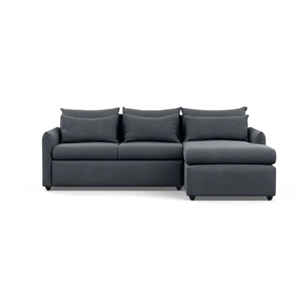 Heal's Pillow Medium Right Hand Corner Chaise Sofa Bed Linen Dark Grey Black