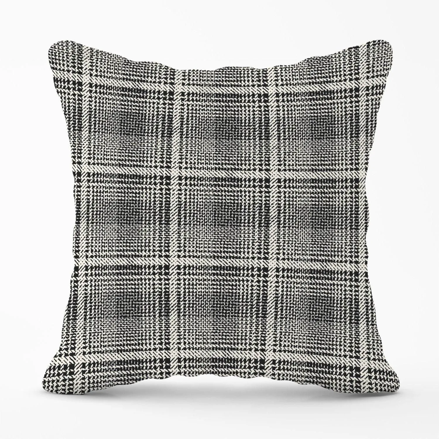 Warren Reed - Designer Monochrome Textured Checked Pattern Outdoor Cushion in Grey