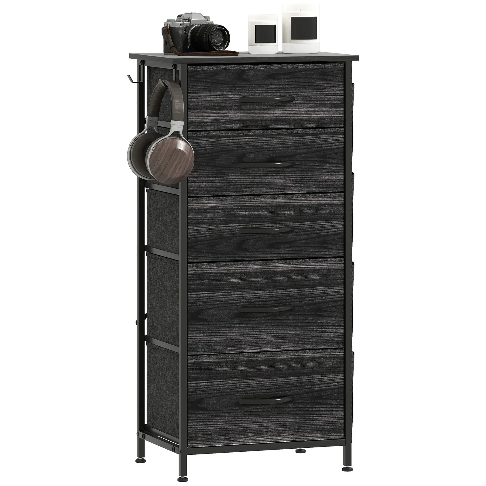 HOMCOM Fabric Chest of Drawers, Drawer Dresser for Bedroom in Black 2
