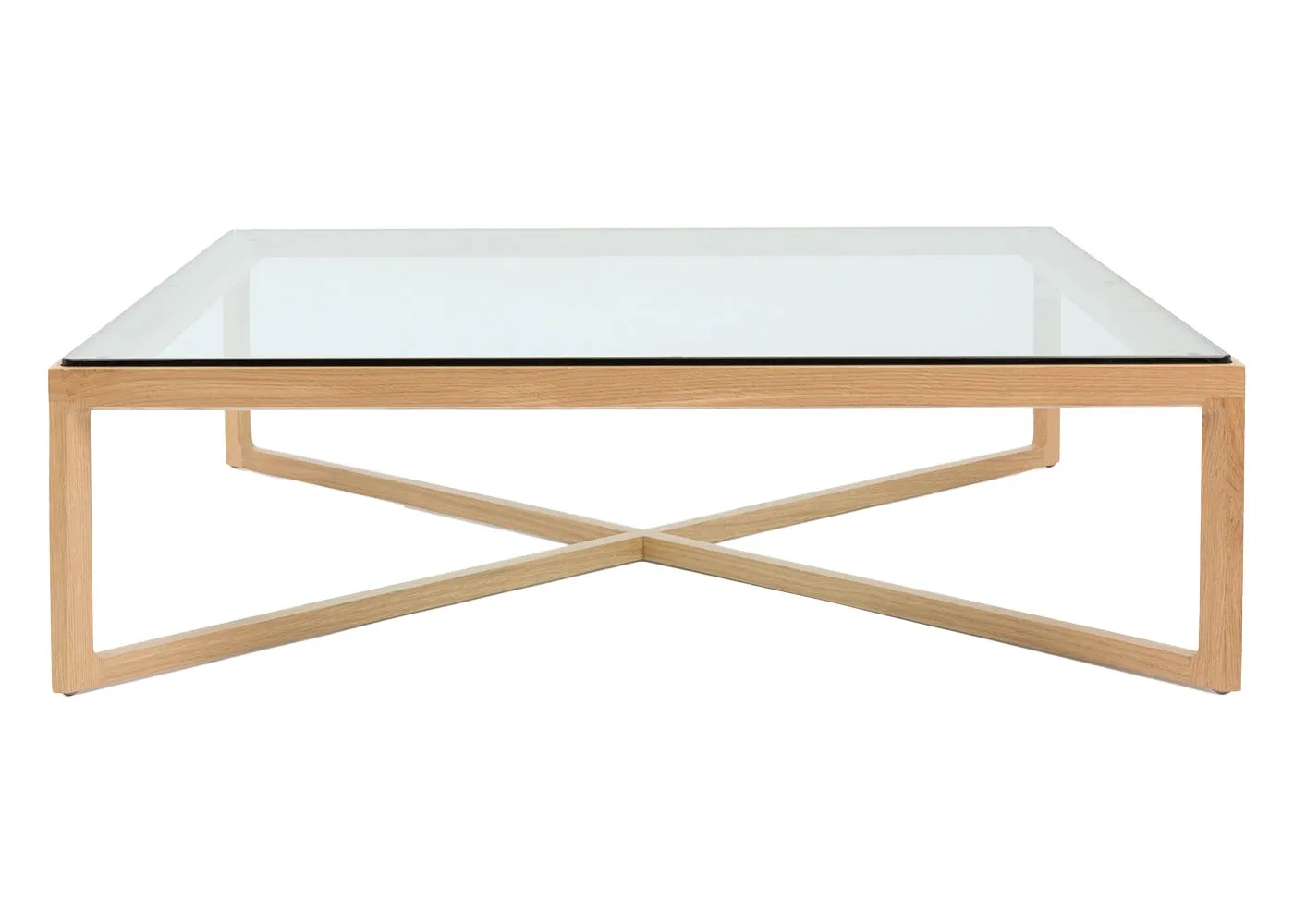 Knoll Krusin Coffee Table in Clear Glass and Natural Oak