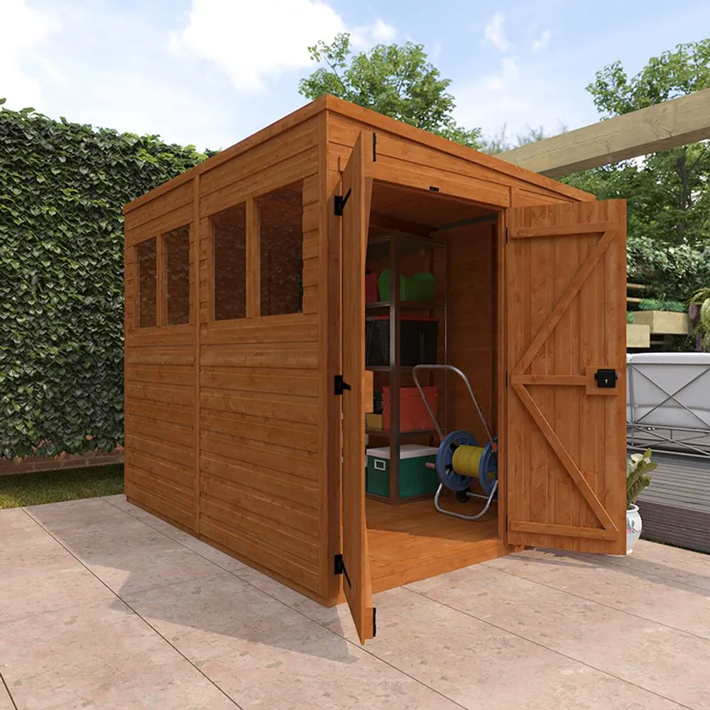 Buttercup Farm 8x6 Flex Pent Double Door 12mm Flex - L238.8 x W175 x H203 cm in Burnt Orange 4