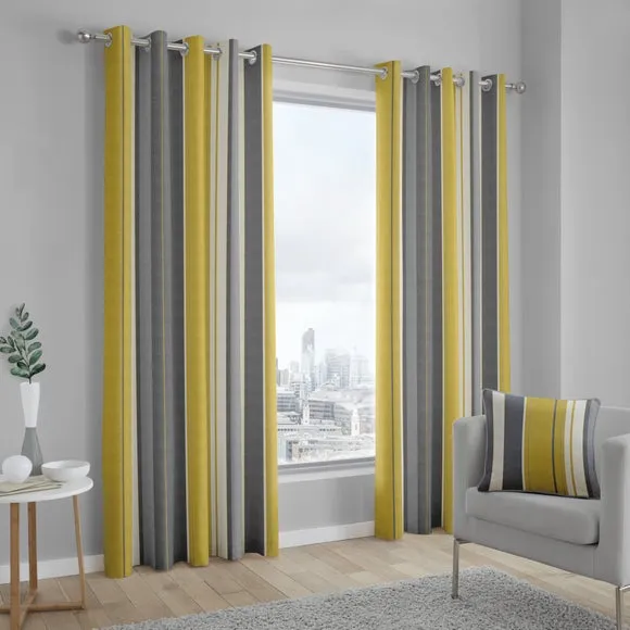 Fusion Whitworth Striped Eyelet Curtains 2
