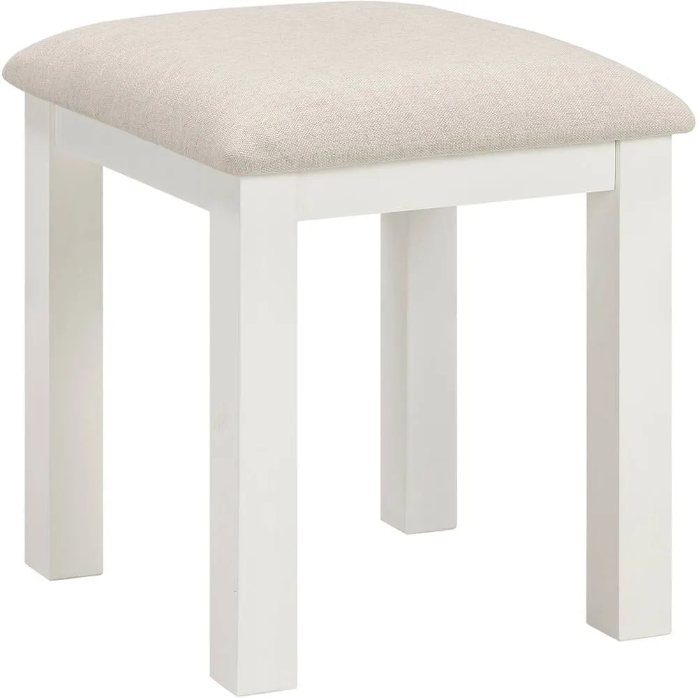 Seconique Cambridge Dressing Table Stool - Linen/Oak/Oat Fabric in White 2