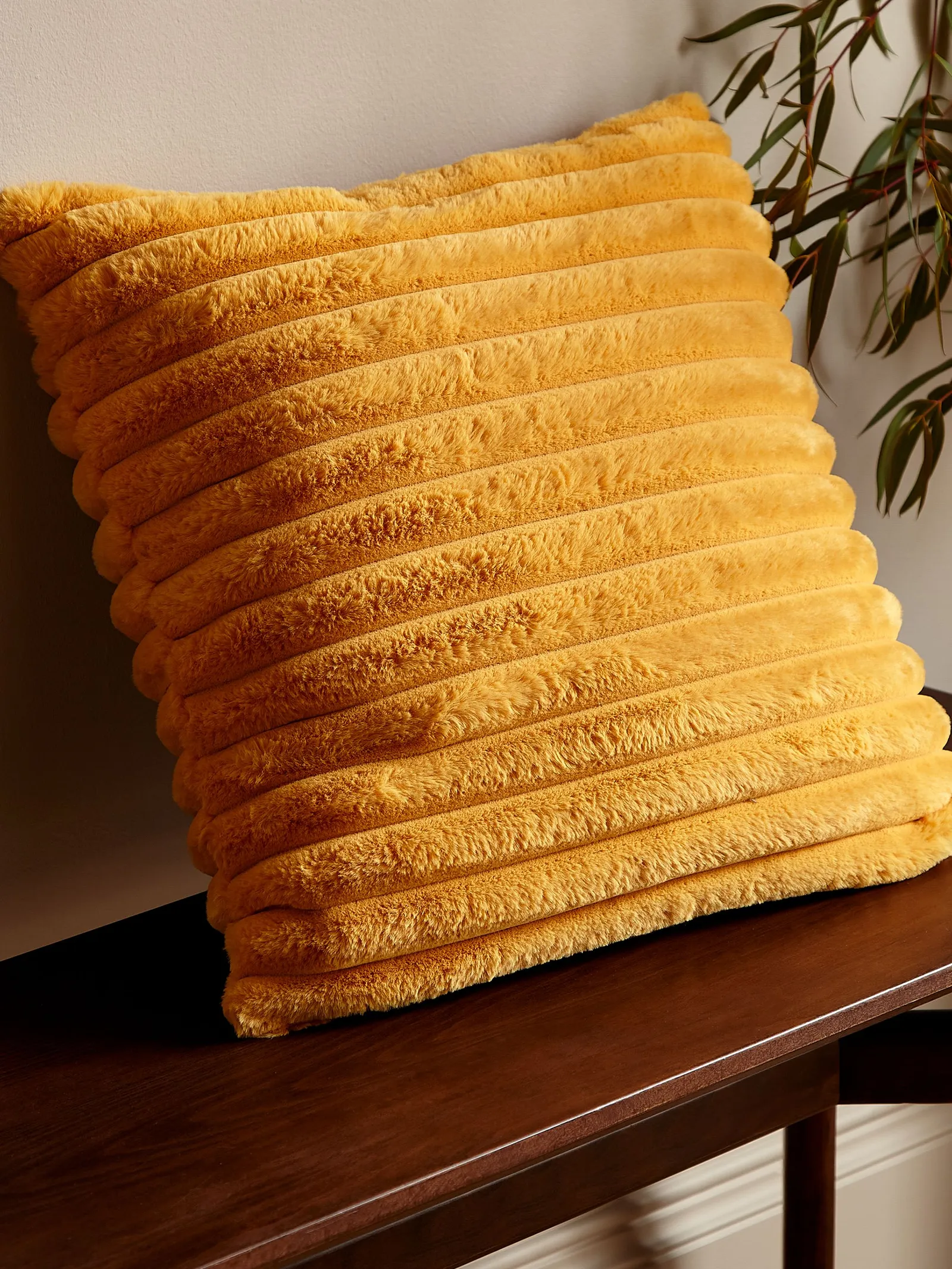 Catherine Lansfield 'Cosy Ribbed' Cushion in Mustard