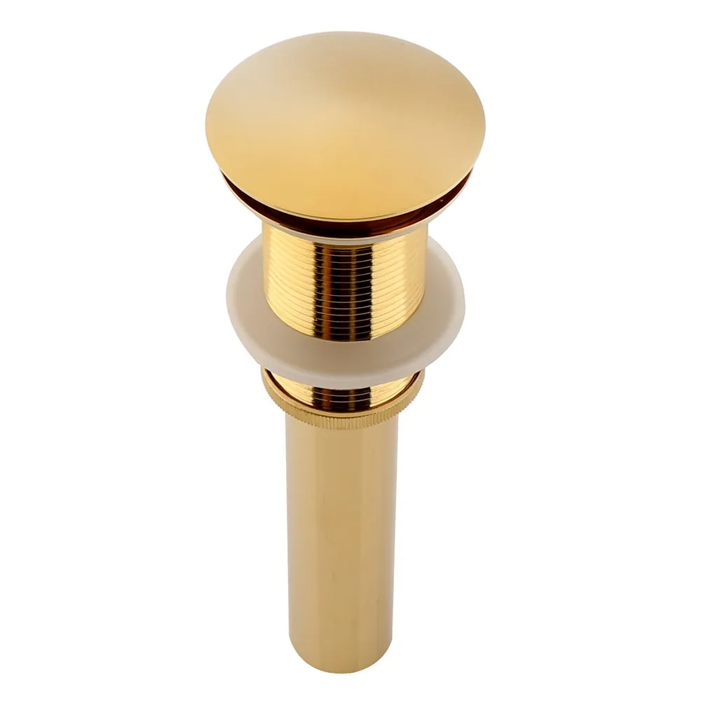 Gold Finished Popup Waste Assembly without Overflow for Bathroom Countertop Vanity Basin