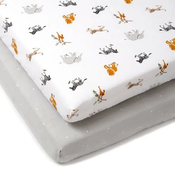Clair de Lune Pack of 2 Jungle Dream Cot Bed Sheets 3