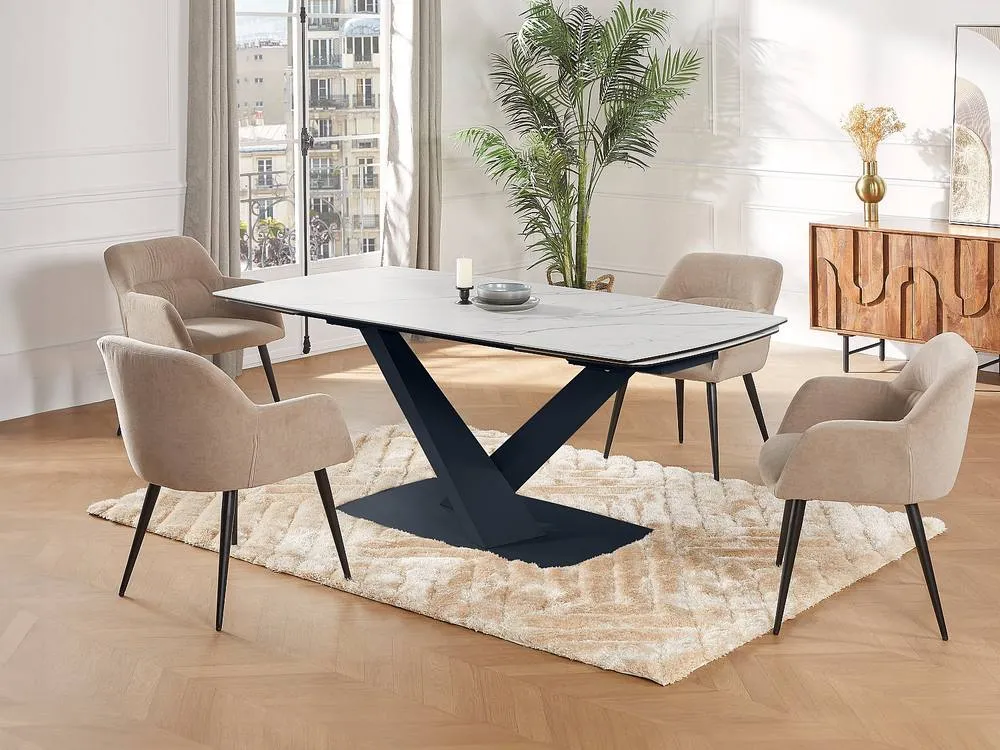 Vente-unique 6 - 10 Seater Extendable Dining Table - Ceramic & Metal - White and in Black 5