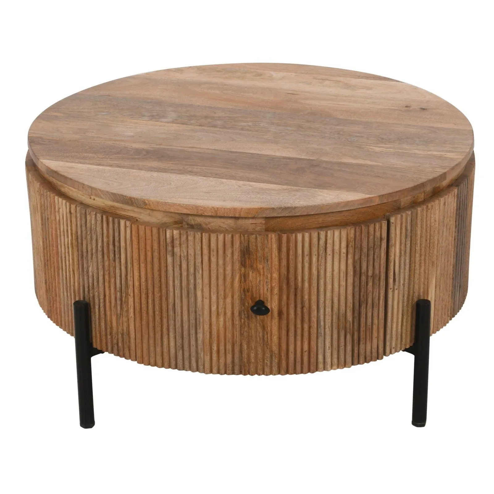 IH Design Margarita Natural Solid Wood Coffee Table With Metal Legs 3