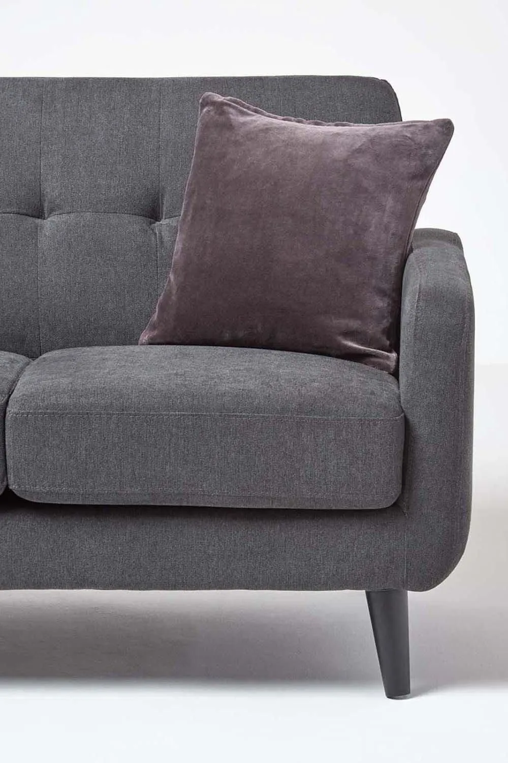 Homescapes Velvet Cushion Cover 100% Cotton, Soft & Machine Washable in Dark Grey 4