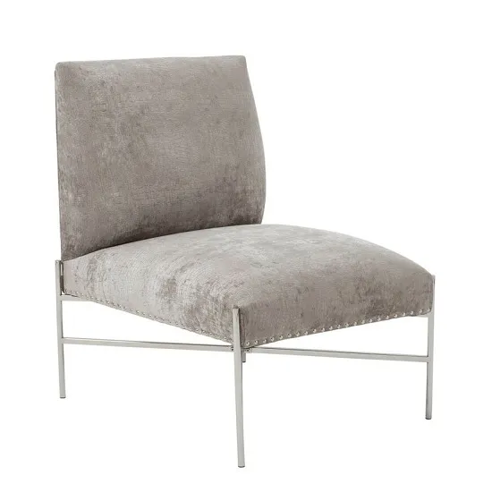 Ginnie Fabric Accent Chair In Slate With Stainless Steel Legs